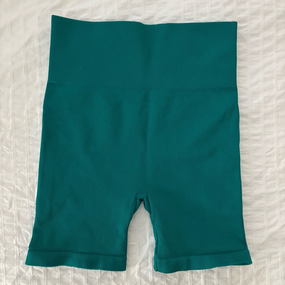 Teal High-Waisted Biker Shorts